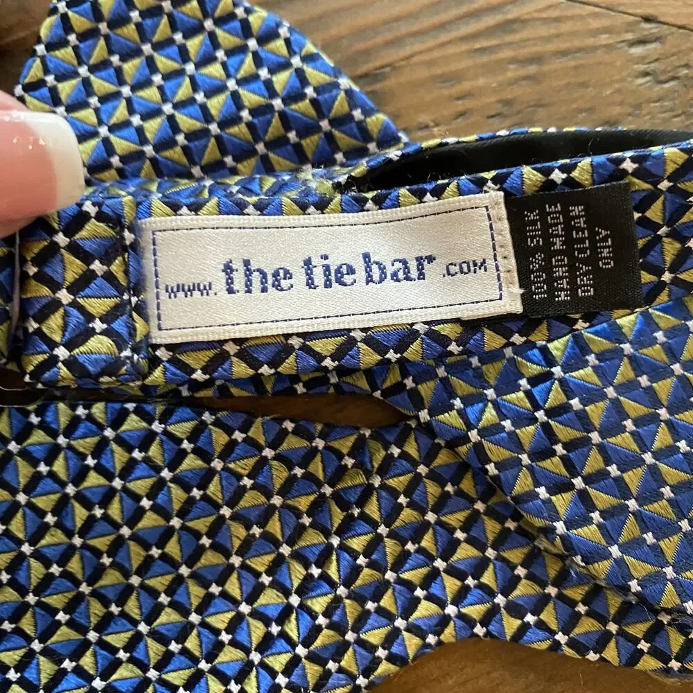 2pc Bow Tie Mens Adjustable Blue preppy wedding Red Stripe 100% Silk Prom Formal